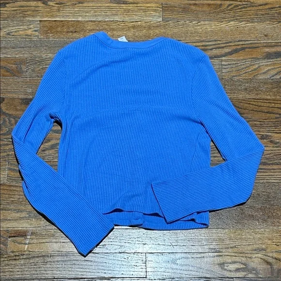 Bright Blue Ribbed Button-Front Intimates - Picture 3 of 3